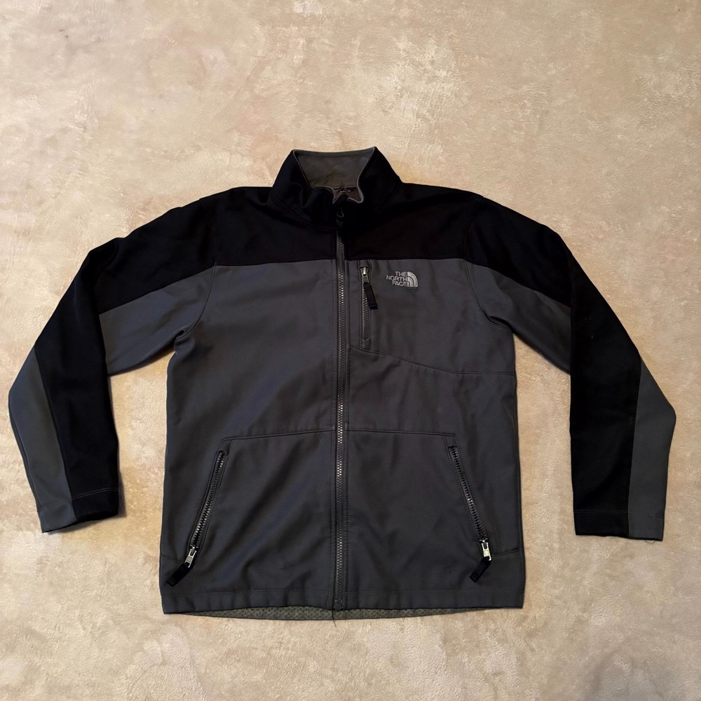 The North Face Soft Shell Jacket Men's Black Gray Full Zip Outdoor Coat